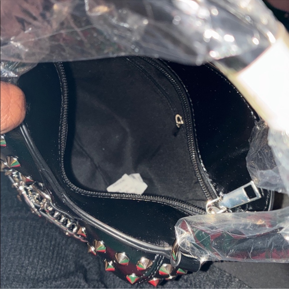Fashion Nova Heart Throb Black Studded Corset Chain-Accent Shoulder Bag w/ Chain - Picture 5 of 13